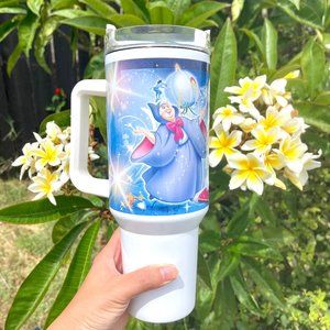 Disney Cinderella Godmother Pumpkin Carving Castle 40 oz Tumbler/Water b…